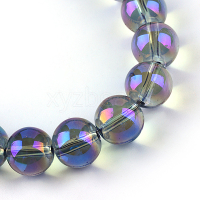 Electroplate Glass Beads Strands X-EGLA-Q062-8mm-A04-1