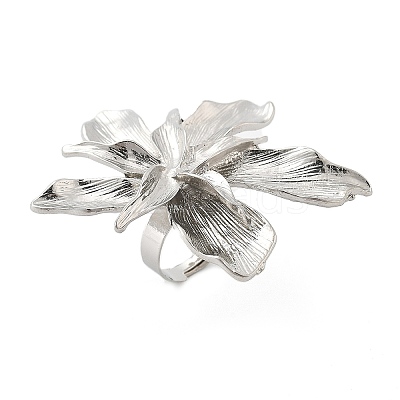 Flower Alloy Adjustable Rings for Women RJEW-B108-01P-1