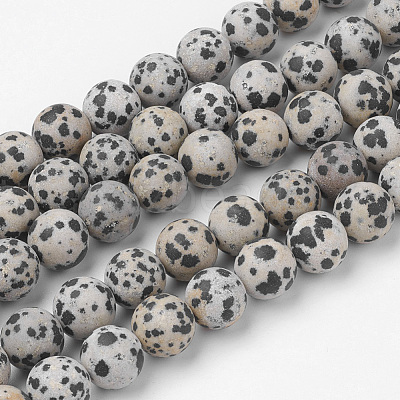 Natural Dalmatian Jasper Bead Strands G-G735-68F-12mm-1