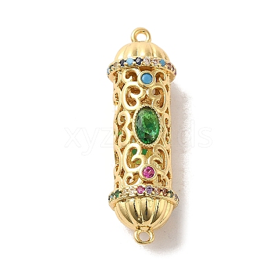 Brass Pave Colorful Cubic Zirconia Connector Charmss KK-M278-03G-1