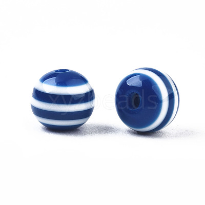 Round Striped Resin Beads RESI-R158-8mm-12-1