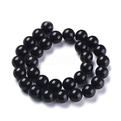 Natural Black Stone Beads Strands G-I288-A02-12mm-1
