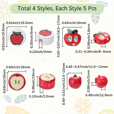 20Pcs 4 Styles Christmas Theme Handmade Porcelain Beads PORC-PA0001-65-1