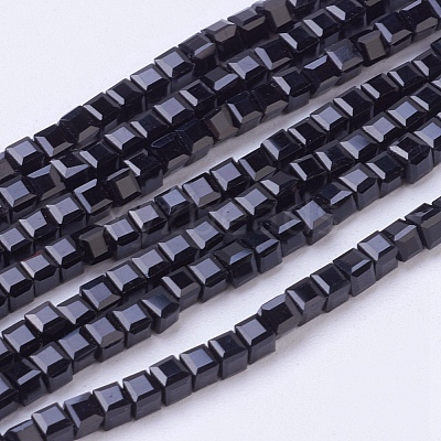 Cube Shaped Crystal Glass Beads Strands X-GLAA-F012-A02-1