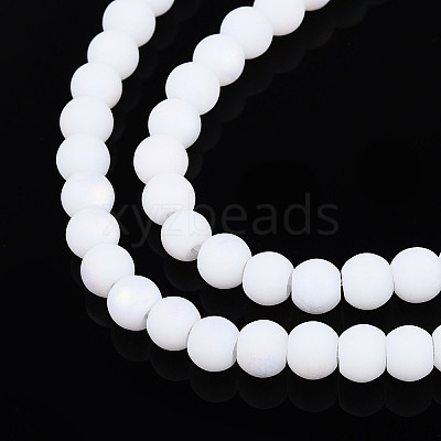 Frosted Opaque Glass Beads Strands GLAA-T032-P4mm-MBB02-1