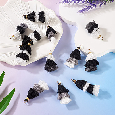 12Pcs 3 Styles Polycotton(Polyester Cotton) Tassel Pendant Decorations FIND-TA0009-05-1