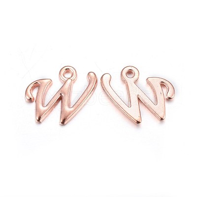 Rose Gold Plated Alloy Letter Pendants X-PALLOY-J718-01RG-W-1