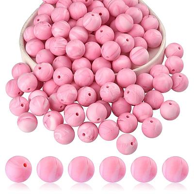 100Pcs Silicone Beads Round Rubber Bead 15MM Loose Spacer Beads for DIY Supplies Jewelry Keychain Making JX461A-1