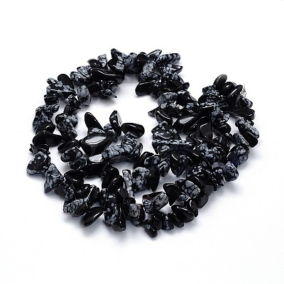 Natural Snowflake Obsidian Beads Strands G-O049-B-44-1