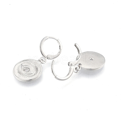 Clear Cubic Zirconia Horse Eye Dangle Leverback Earrings EJEW-N012-104P-1