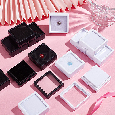 24Pcs 2 Colors Square Acrylic Loose Diamond Display Boxes CON-GA0001-16-1
