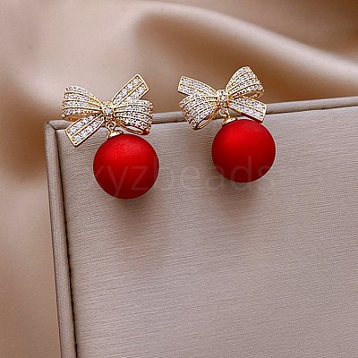 Alloy Crystal Rhinestone Bowknot Dangle Stud Earrings FS-WG0E442-01-1