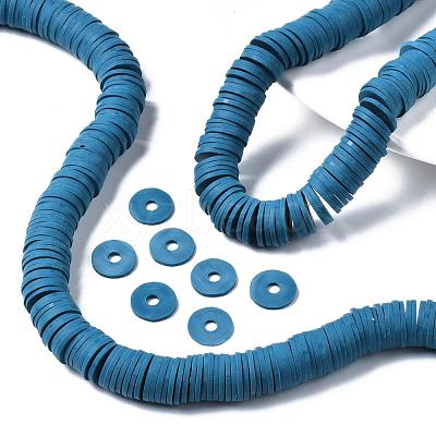 Flat Round Handmade Polymer Clay Beads CLAY-R067-12mm-44-1