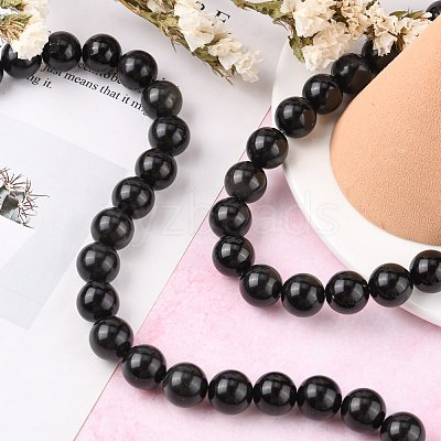 Natural Obsidian Beads Strands X-G-G099-14mm-24-1