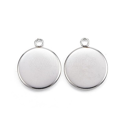 Tarnish Resistant 304 Stainless Steel Pendant Cabochon Settings X-STAS-G127-13-12mm-P-1