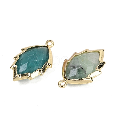 Natural Green Fluorite Faceted Leaf Pendants G-I375-04G-01-1