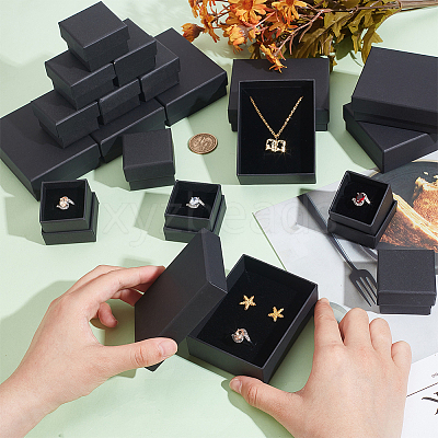 32Pcs 2 Style Kraft Cotton Filled Cardboard Paper Jewelry Set Boxes CBOX-NB0001-32-1