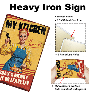 Vintage Metal Tin Sign AJEW-WH0436-128-1