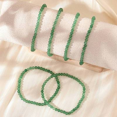 Natural Green Aventurine Beaded Stretch Bracelets BJEW-D446-A-34-1