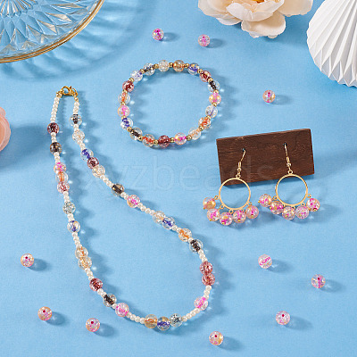 100Pcs Crackle Transparent Glass Beads GLAA-TADJ0001-12I-1