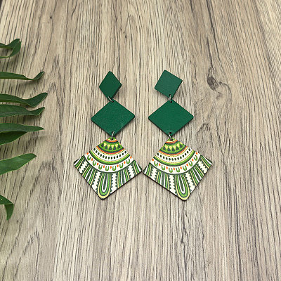 Wood Stud Dangle Earrings WG88E14-03-1