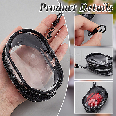 4Pcs 2 Colors Oval Transparent PVC Mini Cable Organizer Zipper Bags AJEW-PH0012-02-1
