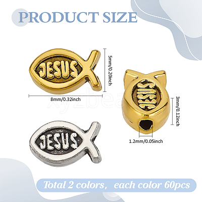 120Pcs 2 Colors Tibetan Style Alloy Beads FIND-PH0026-22-1