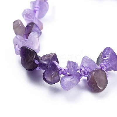 Adjustable Natural Amethyst Chip Beads Braided Bead Bracelets BJEW-JB04392-02-1