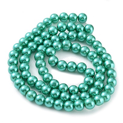 Baking Paint Pearlized Glass Pearl Round Bead Strands HY-Q330-8mm-29-1
