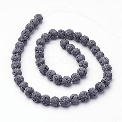 Unwaxed Natural Lava Rock Bead Strands G-F309-6mm-1