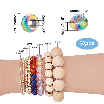 60Pcs Ion Plating(IP) 201 Stainless Steel Beads STAS-PH0004-42-1