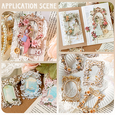 6 Sets 6 Colors Paper Self-Adhesive Lace Stickers DIY-SP0004-94-1