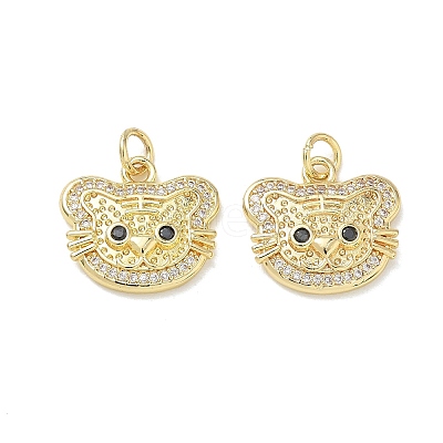 Brass Micro Pave Clear Cubic Zirconia Pendants KK-T085-21E-G-1