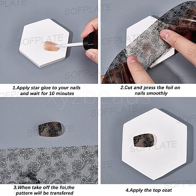 10 Rolls PET Lace Flower Nail Foils Floral Transfer Paper STIC-WH20010-16B-1