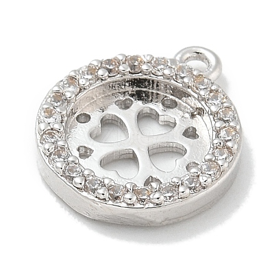 Rack Plating Brass Micro Pave Clear Cubic Zirconia Pendant Cabochon Setttings LS-KK-L224-048P-1