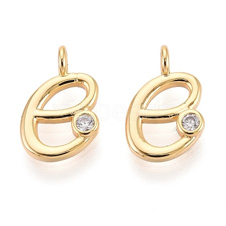 Brass Micro Pave Cubic Zirconia Charms KK-N263-97G-E-1