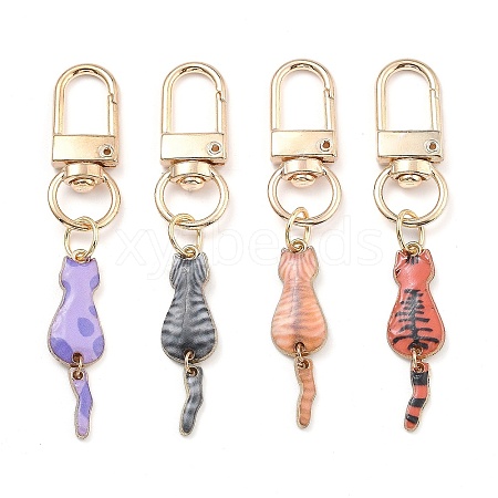 4Pcs Cat Alloy Enamel Pendant Decoration HJEW-JM02494-1