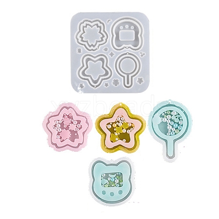 DIY Sakura & Cat's Head & Star & Lollipop Shaped Pendant Food-grade Silicone Molds SIMO-D001-06-1