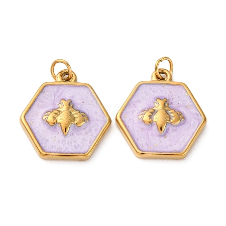 304 Stainless Steel Enamel Pendants STAS-U061-37G-C06-1