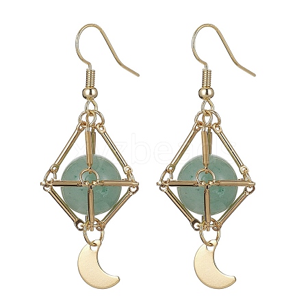 Natural Green Aventurine Dangle Earrings EJEW-JE05499-03-1