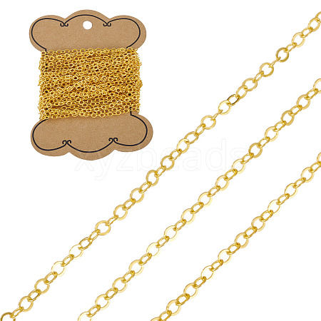 5M Brass Flat Oval Cable Chains CHC-TADJ0001-02G-1
