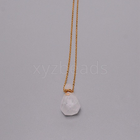 Perfume Bottle Natural Quartz Crystal Pendant Necklace for Girl Women NJEW-WH0009-12-1