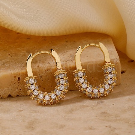 Elegant Retro Brass Pave Clear Cubic Zirconia Hoop Earrings XW2787-2-1