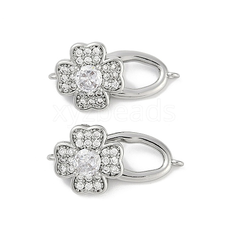 Brass Micro Pave Clear Cubic Zirconia Fold Over Clasps KK-U043-20P-1