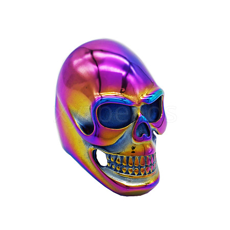 Rainbow Color Stainless Steel Skull Finger Ring SKUL-PW0002-021B-M-1