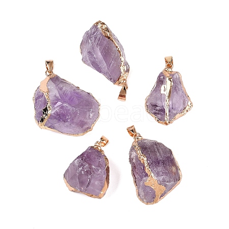 Raw Rough Natural Amethyst Pendants G-T138-174B-1