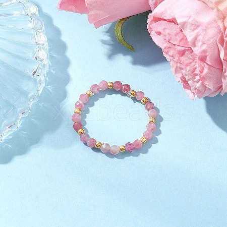 Natural Tourmaline Beaded Stretch Rings for Women RJEW-JR00868-05-1