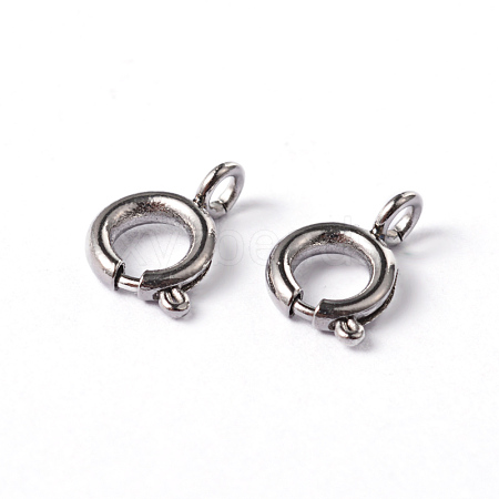 304 Stainless Steel Smooth Surface Spring Ring Clasps X-STAS-D149-01-1