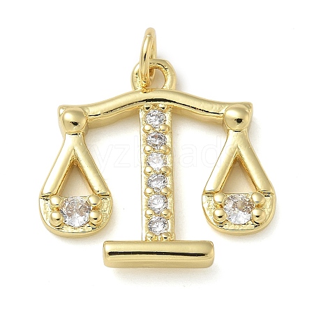 Rack Plating Brass Micro Pave Cubic Zirconia Pendants KK-K392-32G-1