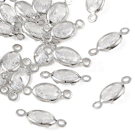 SHEGRACE Brass Pave Cubic Zirconia Oval Connector Charms XGRQ2O400-439A-P-1